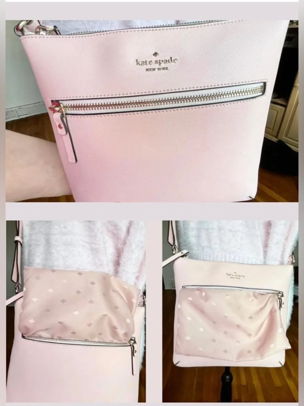 kate spade- Laurel Way- Saffiano Leather Crossbody Chalk Pink (VGUC)- purse